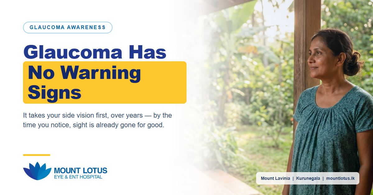 Woman in her fifties at home — glaucoma has no warning signs, Mount Lotus Eye & ENT Hospital
