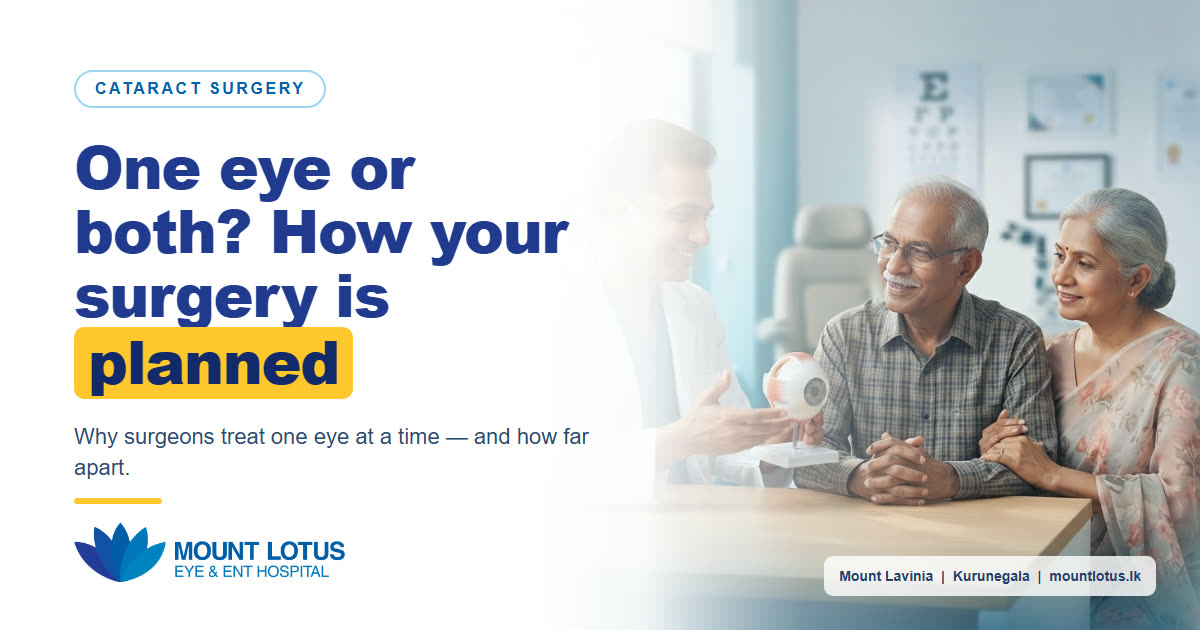 Planning cataract surgery for both eyes at Mount Lotus Eye and ENT Hospital