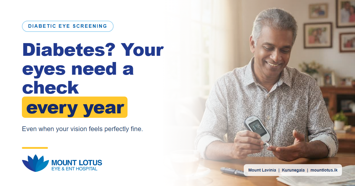Diabetic eye screening - a man checking his blood sugar at home